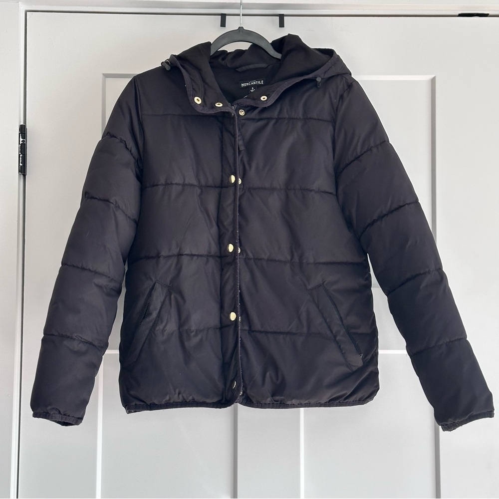 Black Puffer Jacket with Hood